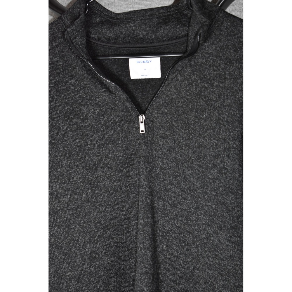 Old Navy Mens XL Quarter Zip Pullover Sweater Charcoal Gray Marl Mock Neck Knit